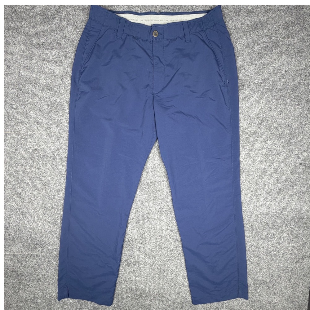 Under Armour Mens Golf Pants Navy Blue Loose Fit 36x30 Performance Trousers READ